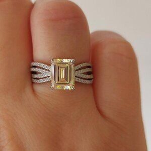 925 Silver Moissanite Citrine Ring